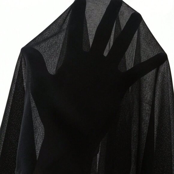 Black Sexy Women's Sheer Chiffon Cow Neck Mini Dress with Crystal Drop - Picture 7 of 7